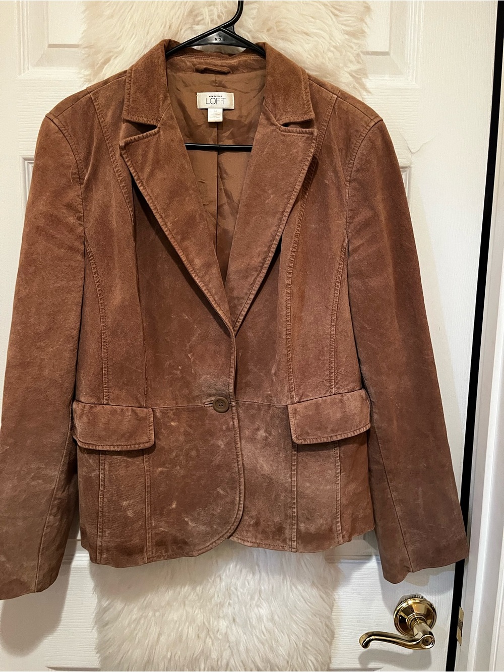 Ann Taylor LOFT Chestnut Brown Suede Blazer Jacket